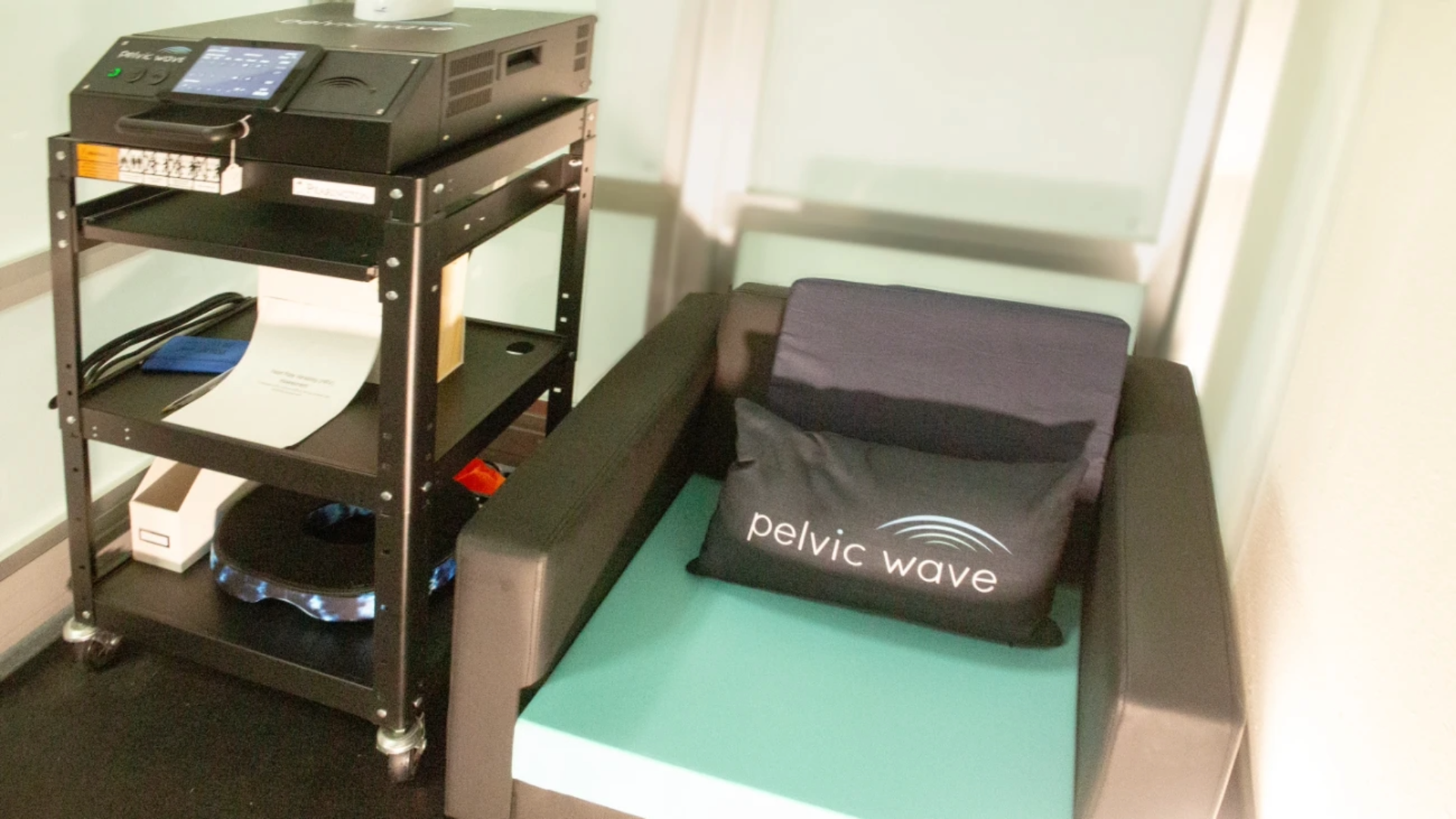 Patient undergoing pelvic wave therapy session at Free Motion Physical Therapy in Clearwater